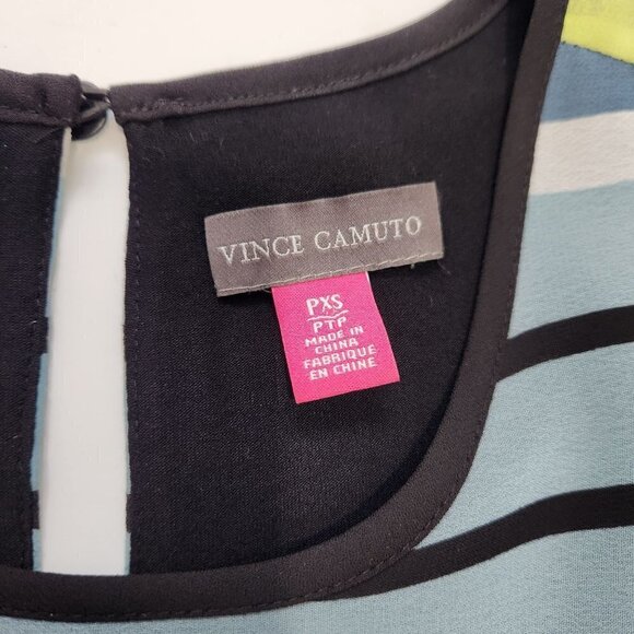 Vince Camuto Midi Dress XS Petite Sleeveless Striped Chiffon Flowy Sheer - Picture 6 of 9